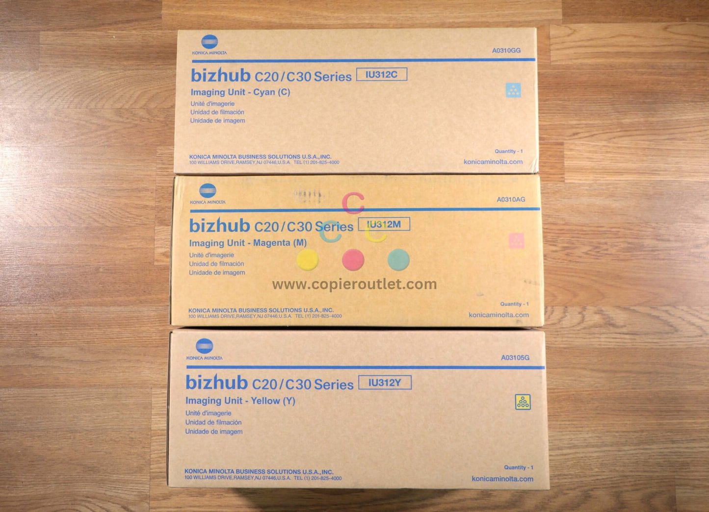 Lot of 3 Konica Minolta IU312 CMY Imaging Unit Cartridges bizhub C20/ C30 Series - copier-clearance-center