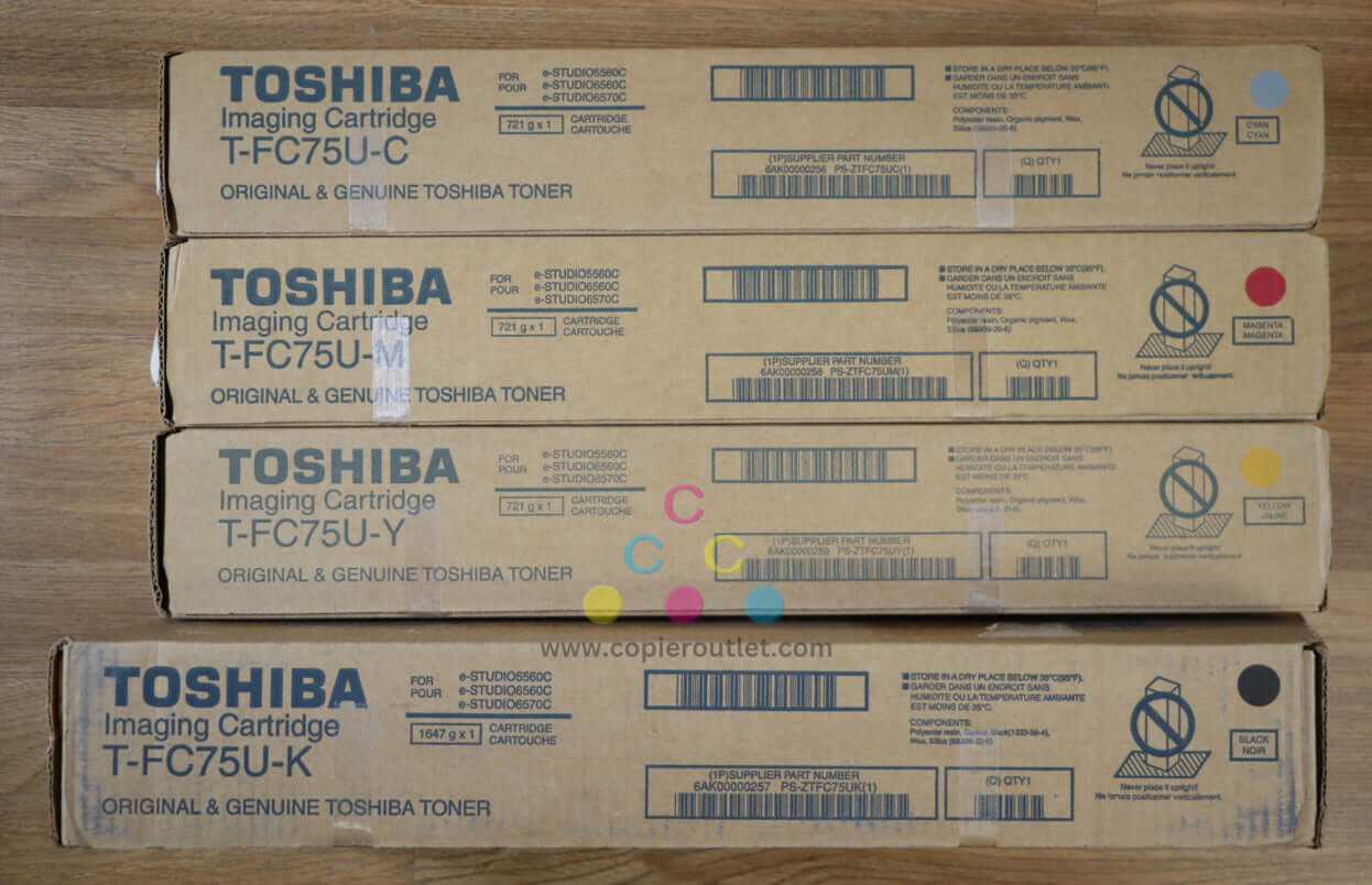 Genuine Toshiba T-FC75U CMYK Cartridge Set e-STUDIO 5560C/ 6560C Same Day Ship!!