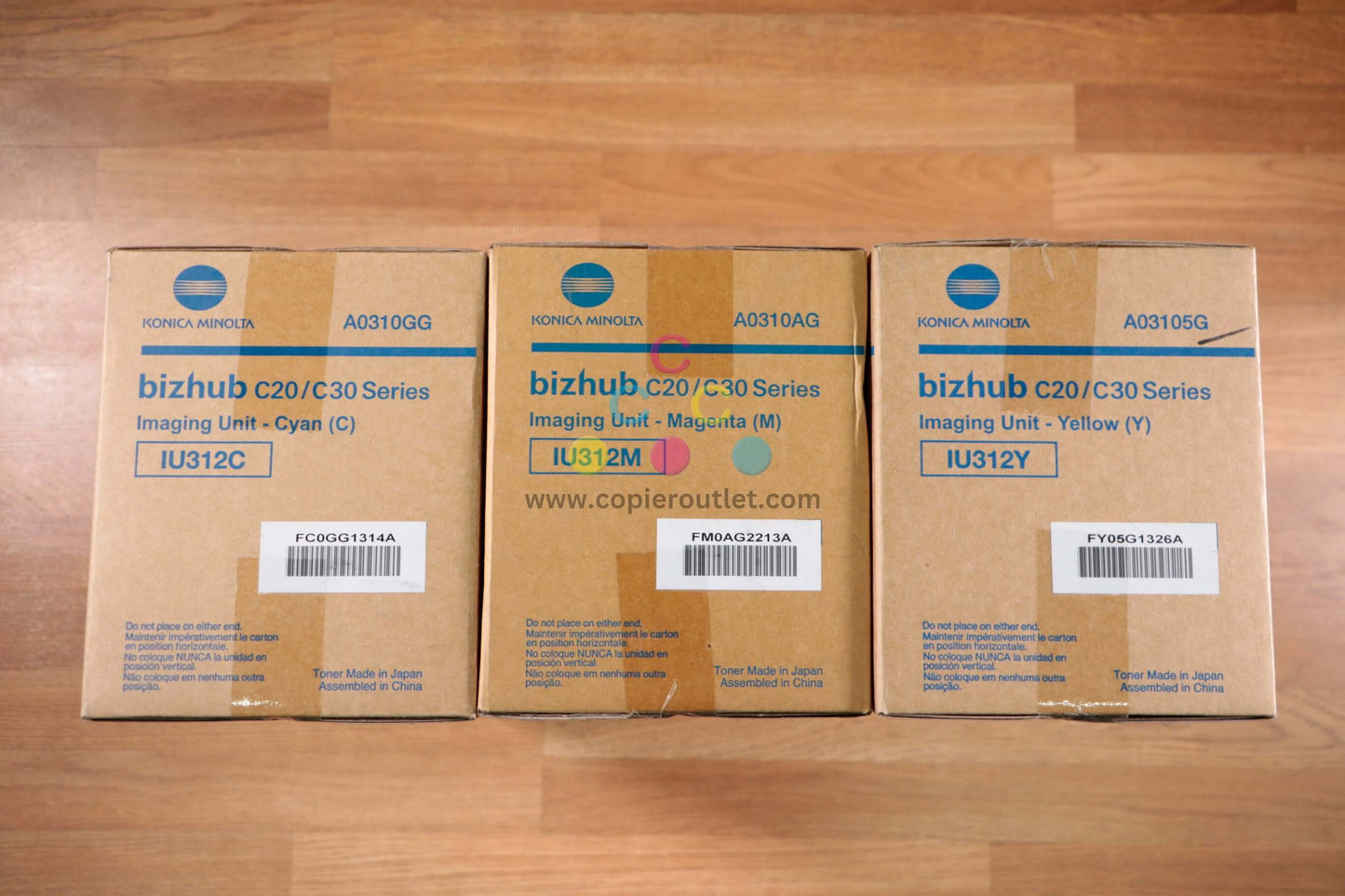 Lot of 3 Konica Minolta IU312 CMY Imaging Unit Cartridges bizhub C20/ C30 Series - copier-clearance-center