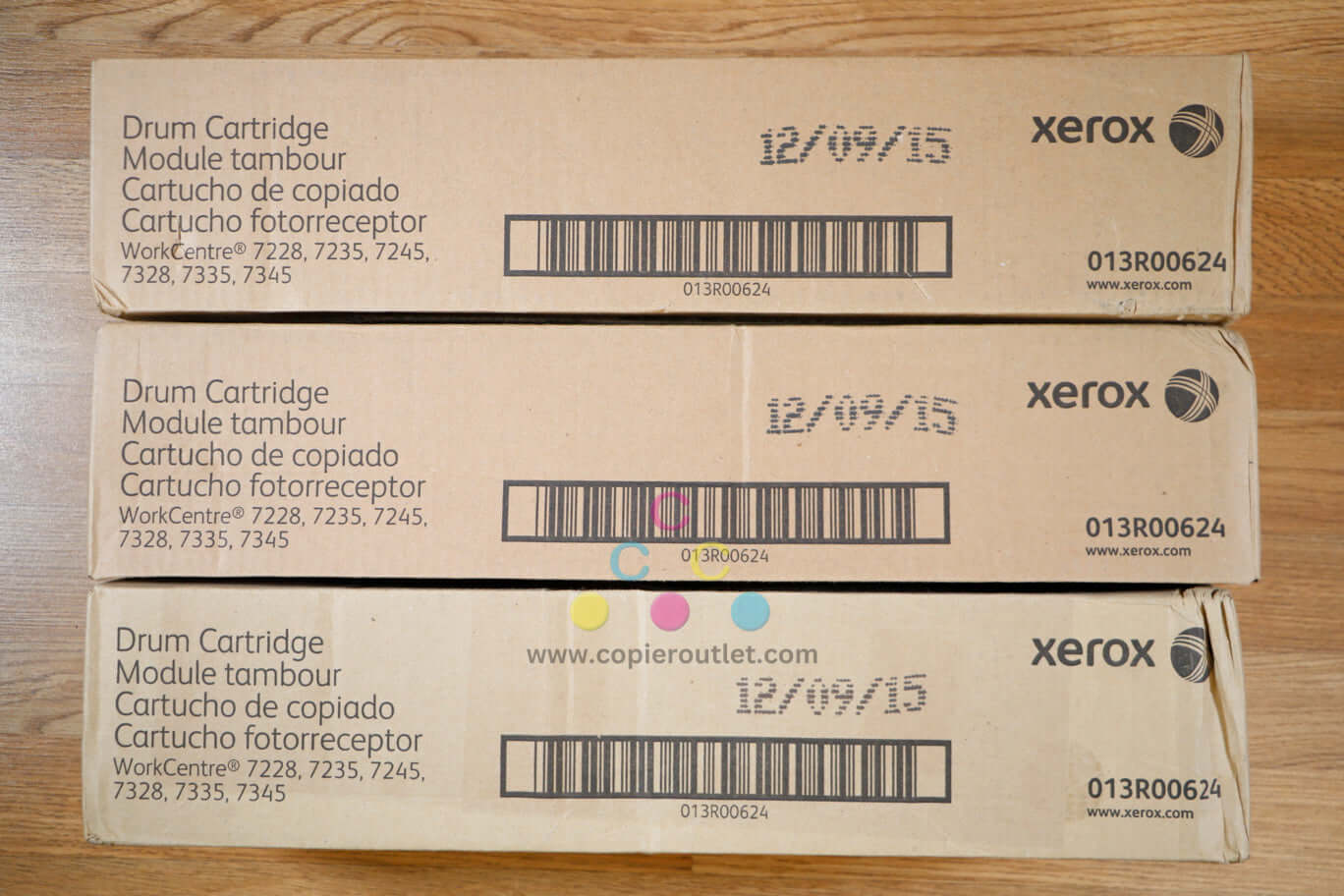 Lot of 3 Xerox Color Drum Cartridges 013R00624 WC 7228/7346 Same Day Shipping!!!