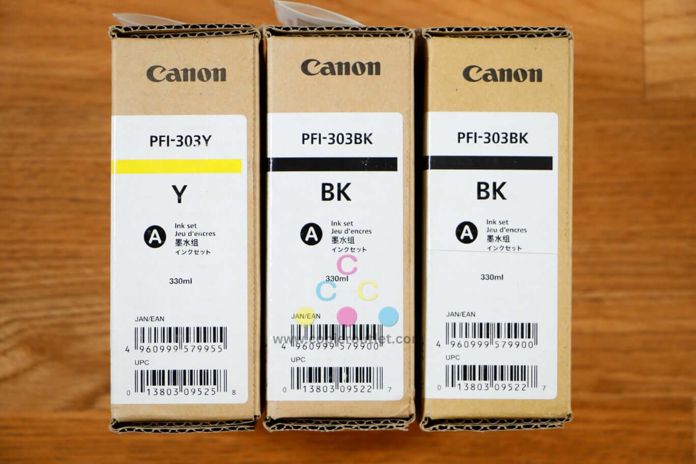 3 Canon PFI-303 Y,BK,BK Pigment Ink iPR TX-2000/TX-3000/TX4000 Same Day Shipping