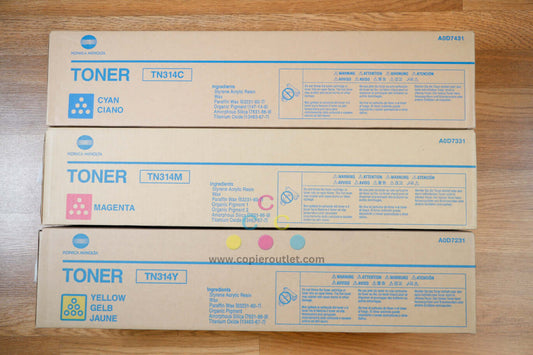 Genuine Konica Minolta TN314 CMY Toner Cartridge BizHub C353/C353P Same Day Ship