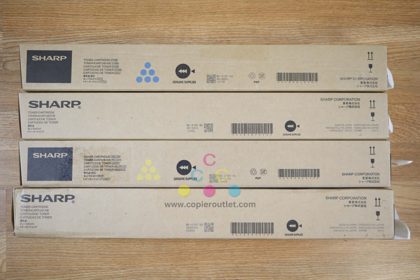 Genuine Sharp MX-61NT CMYK Toner Cartridges MX-2630N/MX-6071S Same Day Shipping!