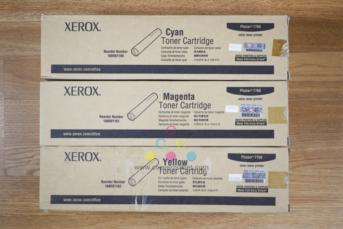 Xerox Phaser 7760 7760/7760GX CMY 106R01160/61/62 Toner Cart. Same Day Shipping!