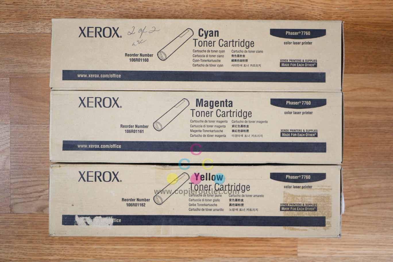 Xerox Phaser 7760 7760/7760GX CMY 106R01160/61/62 Toner Cart. Same Day Shipping!