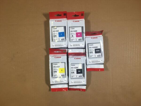 Canon PFI-102 C,Y,Y,BK,BK Ink for imagePROGRAF iPF500 iPF510 2017-2019 - copier-clearance-center