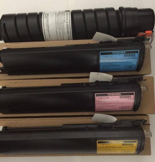 Genuine Toshiba T-281C-CMYK Toner Set for e-Studio 281C 351C 451C FedEx 2Day Air - copier-clearance-center