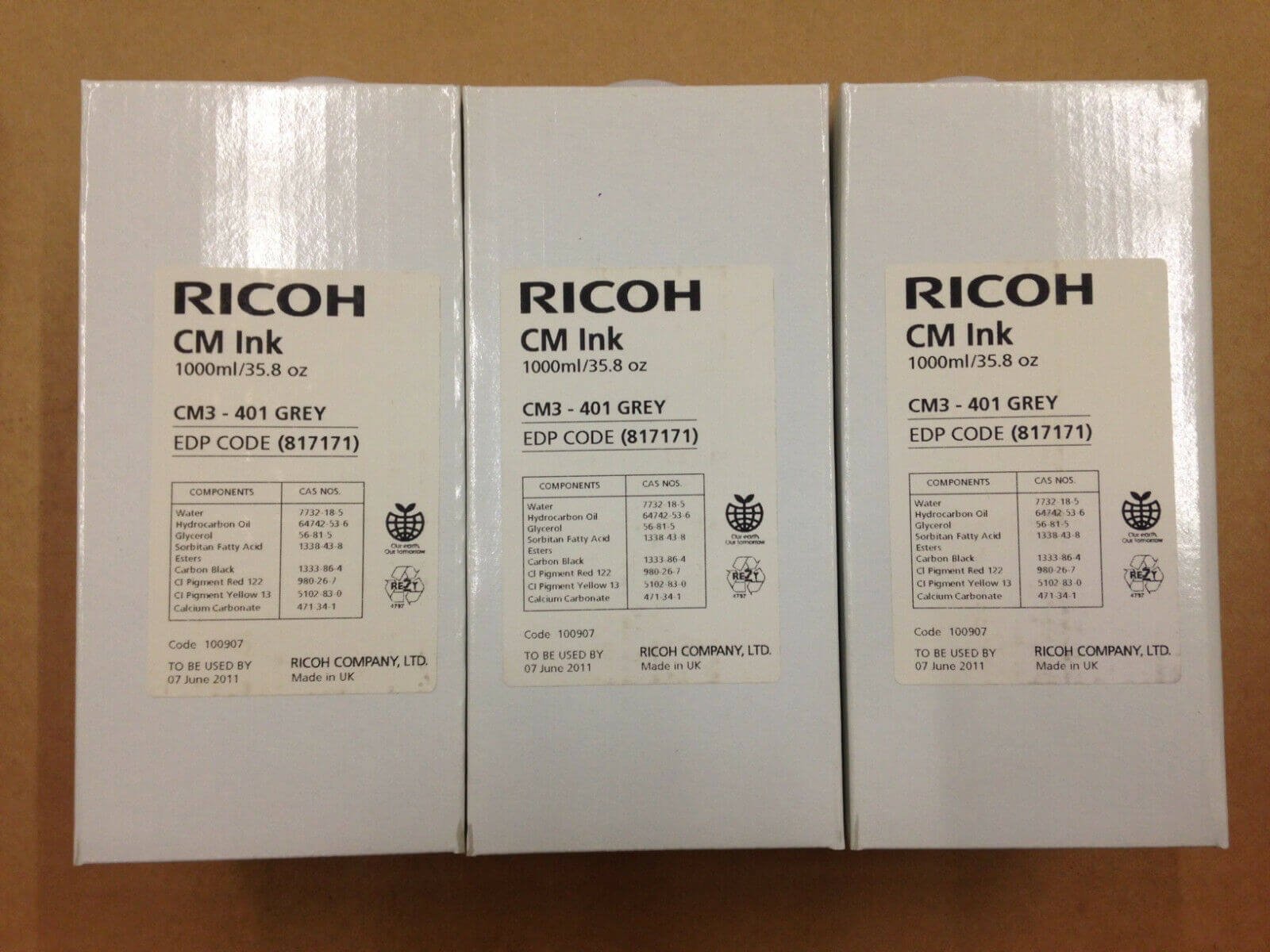 3pk Genuine Ricoh CM Ink 817171 CM3 - 401 Grey - Same Day Shipping - copier-clearance-center