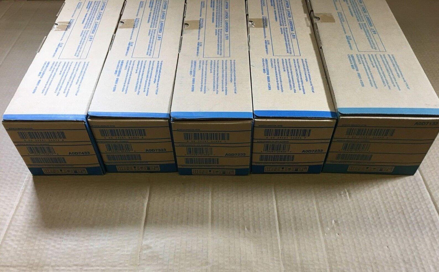 Lot of 5 OEM Konica Minolta 8600 series CMYK Toner Set A0D7433 - Fedex 2 Day - copier-clearance-center