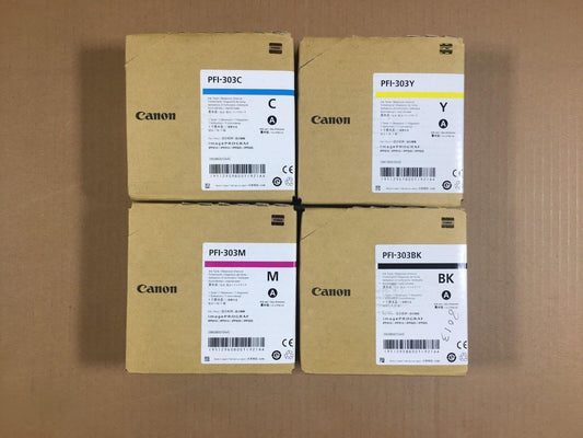 Canon PFI-303 CYMK ink cartridges set imagePROGRAF iPF810 iPF815 FedEx 2Day Air - copier-clearance-center