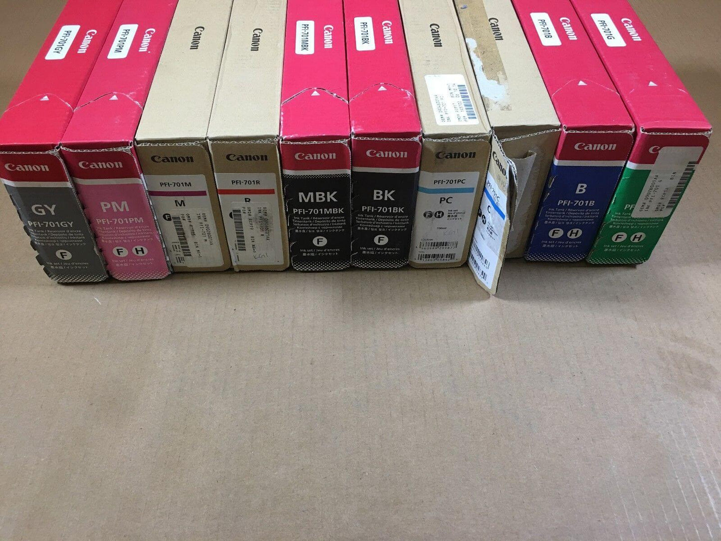 10 Canon PFI-701 ink cartridges imagePROGRAF ipf8000 8100 8110 9000 FedEx 2Day!! - copier-clearance-center