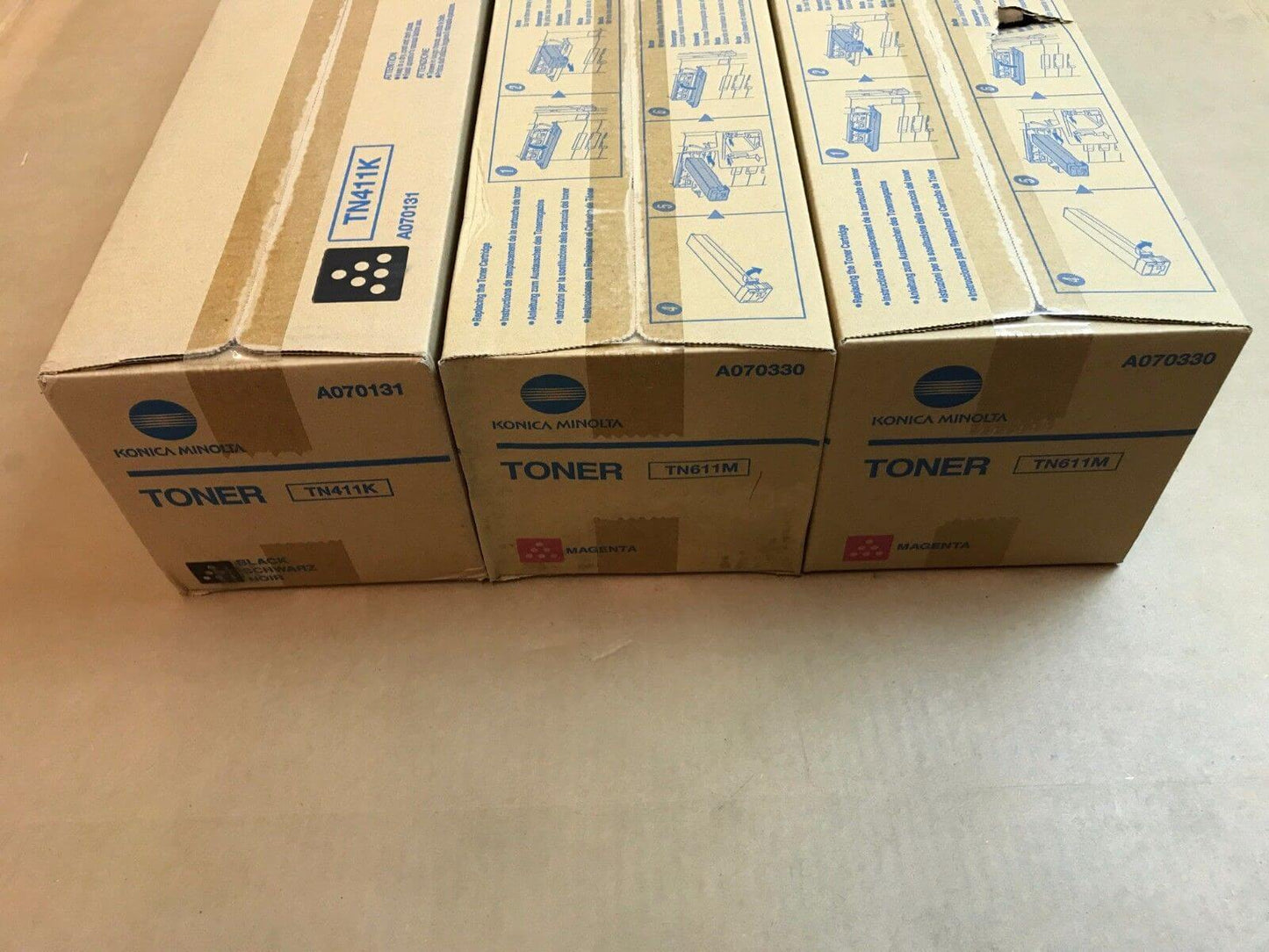 3pk Genuine Konica TN411K TN611M Black & Magenta Toner for Bizhub C451 - copier-clearance-center