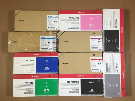 10 Canon PFI-701 ink cartridges imagePROGRAF ipf8000 8100 8110 9000 FedEx 2Day!! - copier-clearance-center