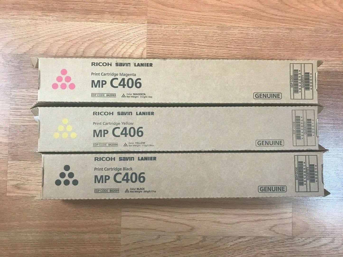 Lot Of 3 New Ricoh MP C406 842091--842093--842094 (MYK) Same Day Shipping!! - copier-clearance-center