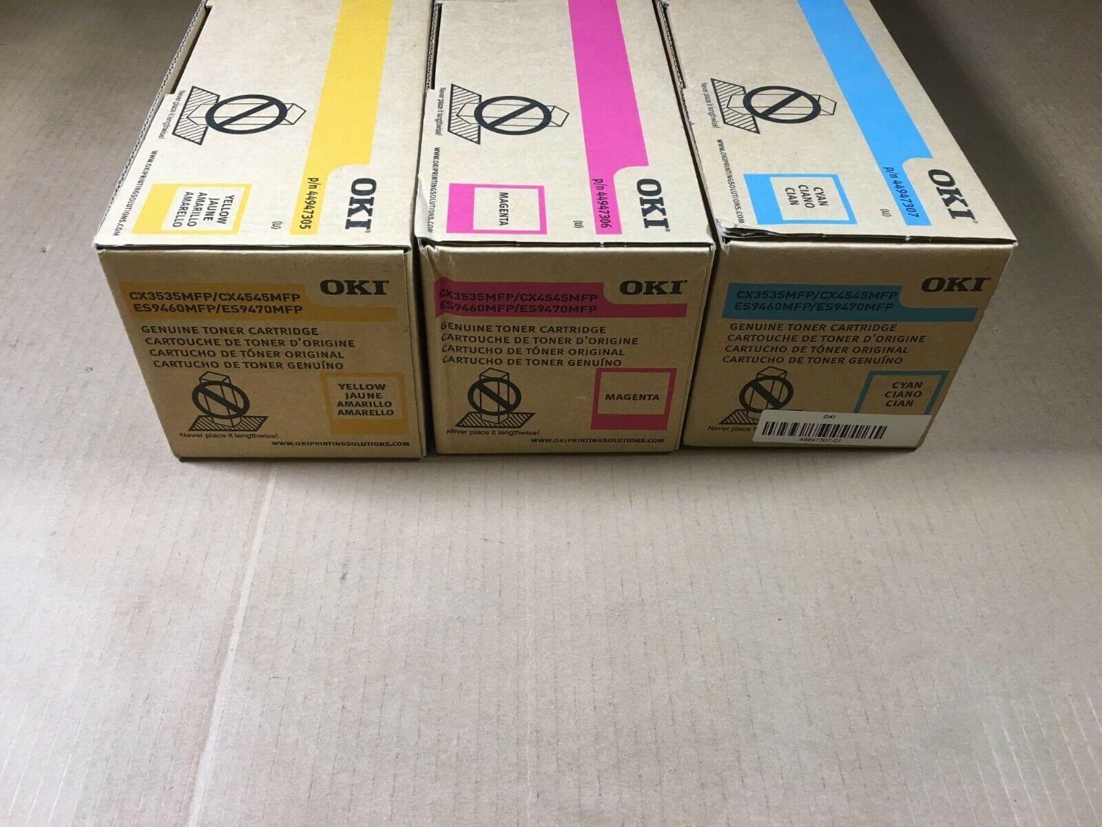 Oki CX3535MFP CX4545MFP ES9460MFP ES9470MFP CMY Toner Cartridge Set - copier-clearance-center
