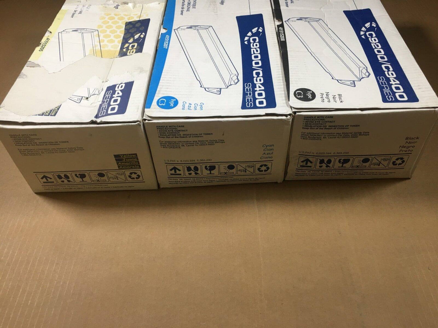 Oki C9200 C9400 CYK Toner Cartridge Set 41515208 41515207 41515205 FedEx 2Day!! - copier-clearance-center