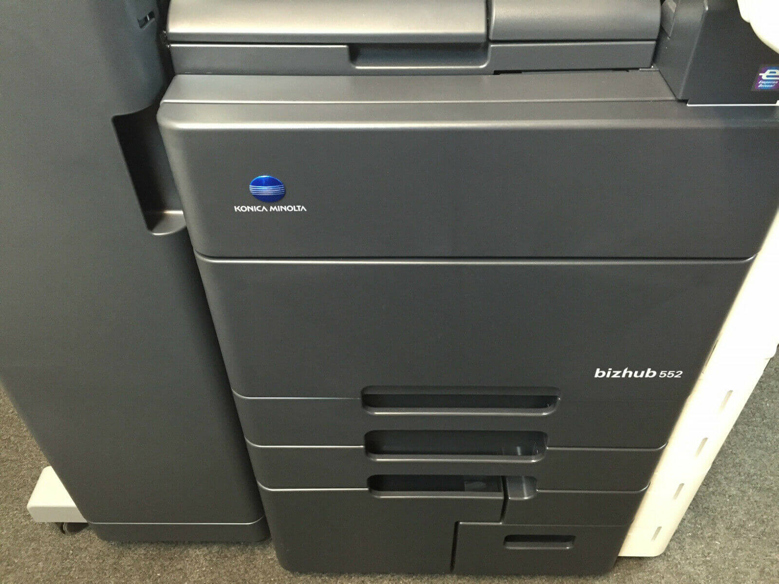 Konica Minolta Bizhub 552 B-W Copier Printer Scanner Fax Finisher LOW use 346k - copier-clearance-center