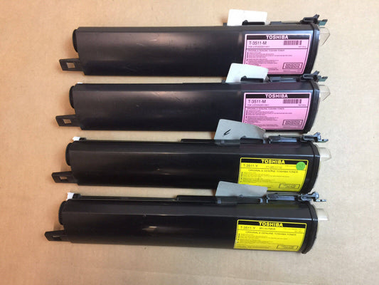 Genuine Toshiba T-3511-M Magenta x2 T-3511-Y Yellow Toner x2 for e-Studio 3511 - copier-clearance-center