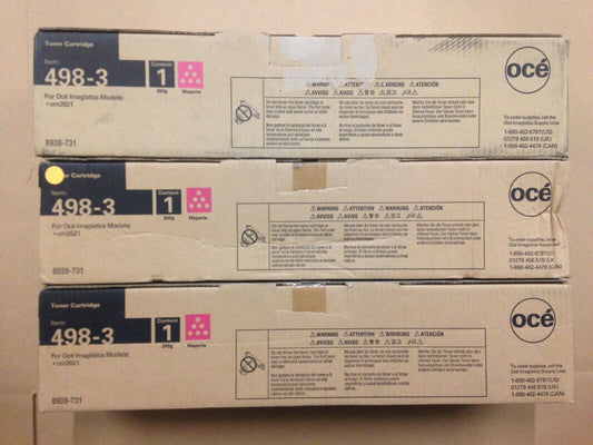 3pk Genuine Oce 498-3 Magenta Toner Cartridge for CM3521 - Same Day Shipping - copier-clearance-center