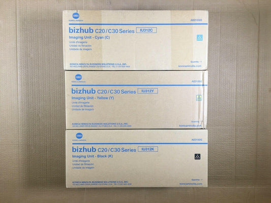 Lot of 3 Genuine Konica C20 C30 Series CYK Imaging Unit IU312 - copier-clearance-center