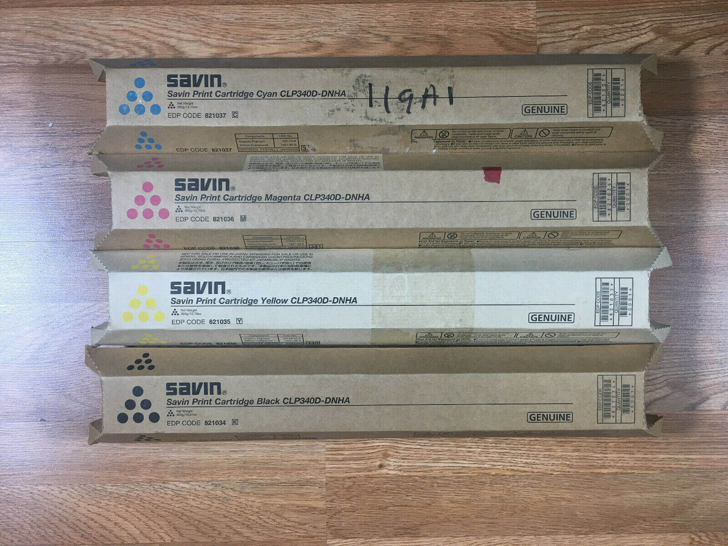 Genuine Savin CMYK Print Cartridges for CLP340D-DNHA 821034-821037 FedEx 2Day!! - copier-clearance-center